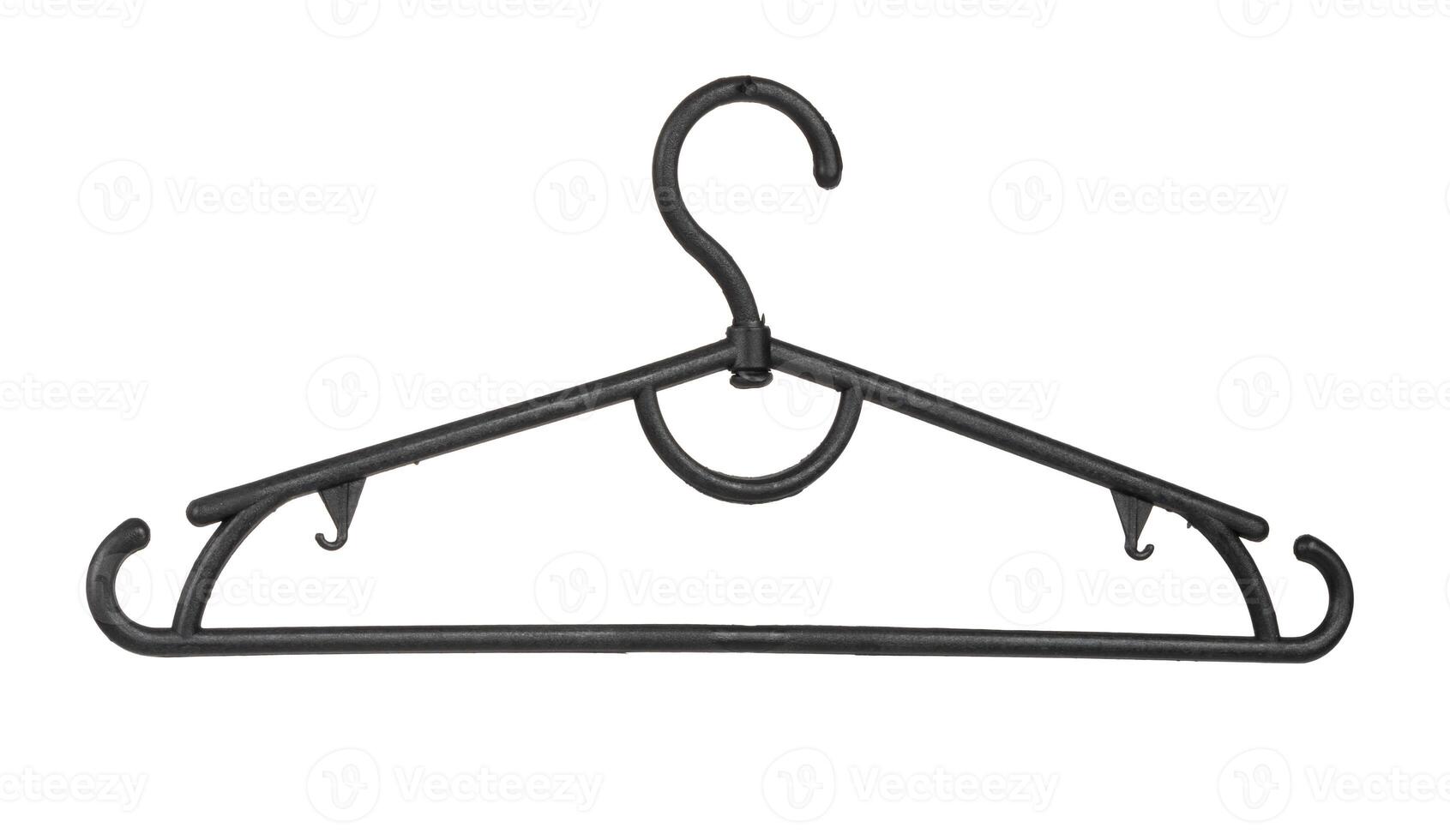 Clothes wooden hanger isolated on white background photo