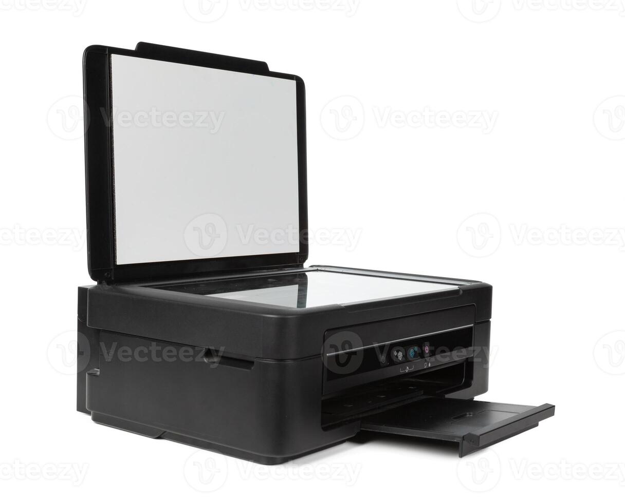 Multi purpose home printer isolated on white background photo