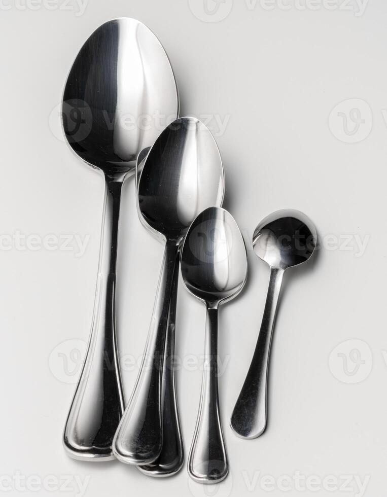 Set of silver cutlery on a white background photo