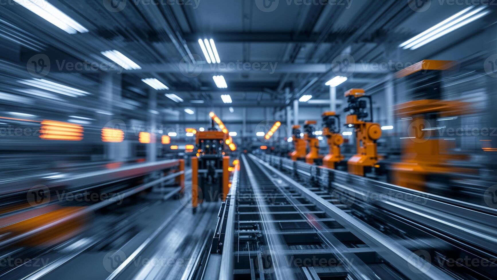 Automation technology transforms manufacturing processes with robotic arms in a modern factory setting photo