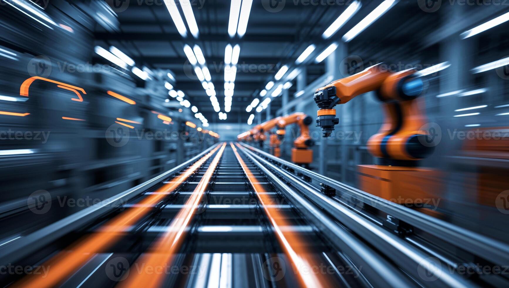 Automation and robotics at work in a high-tech factory during daytime operations photo