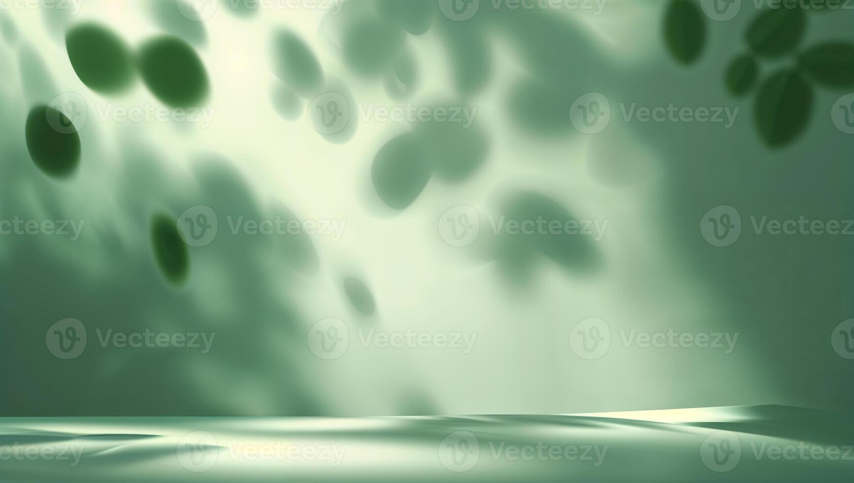 Soft green shadows create a tranquil atmosphere in a serene indoor setting with gentle light during the afternoon photo