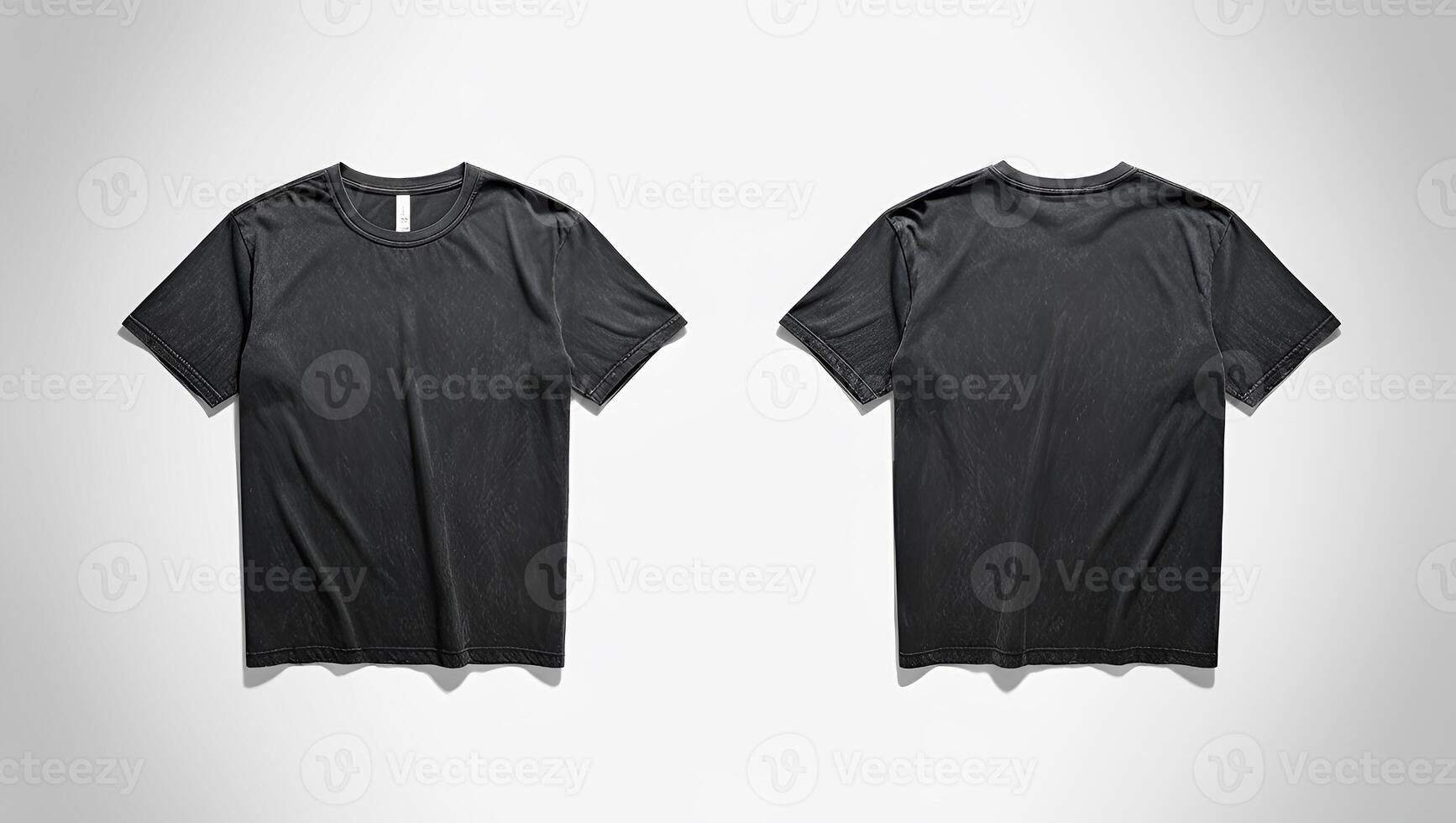 Two Dark Gray T-Shirts Centered on Light Background photo