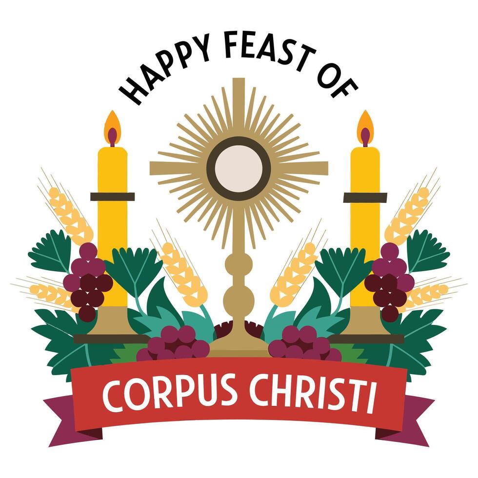Corpus christi happy feast of corporal christ vector
