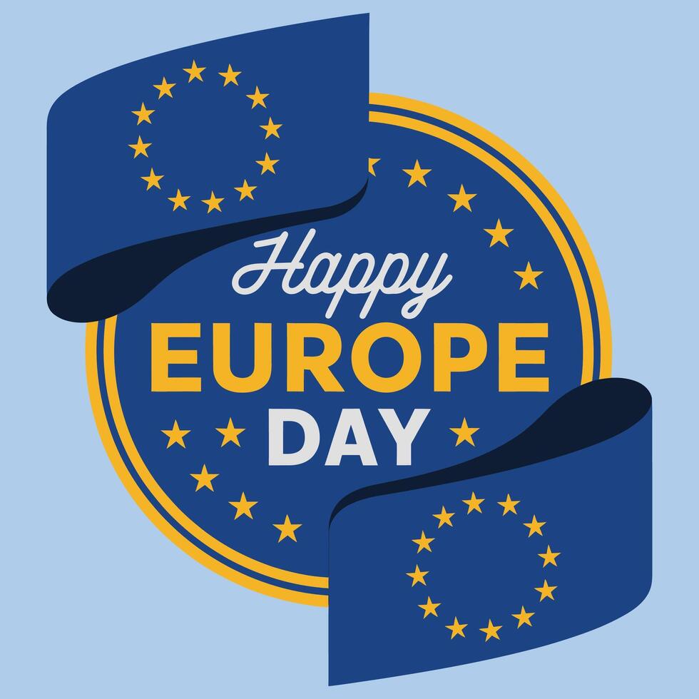 Bold Europe Day Badge Design. vector