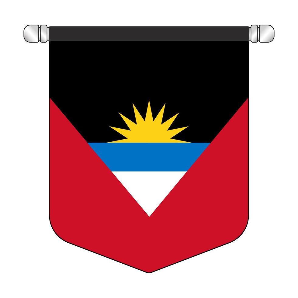 Antigua and Barbuda national hanging pennant flag vector
