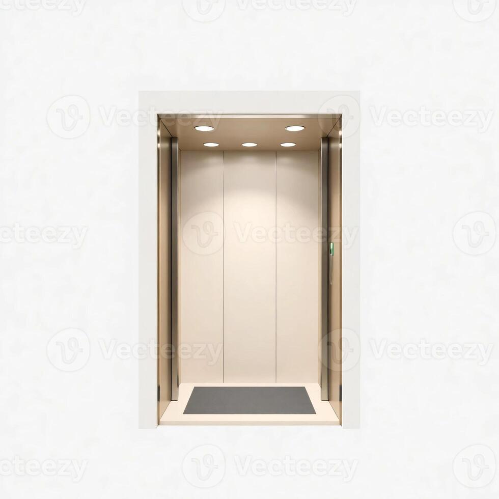 An open elevator with a door on the side photo