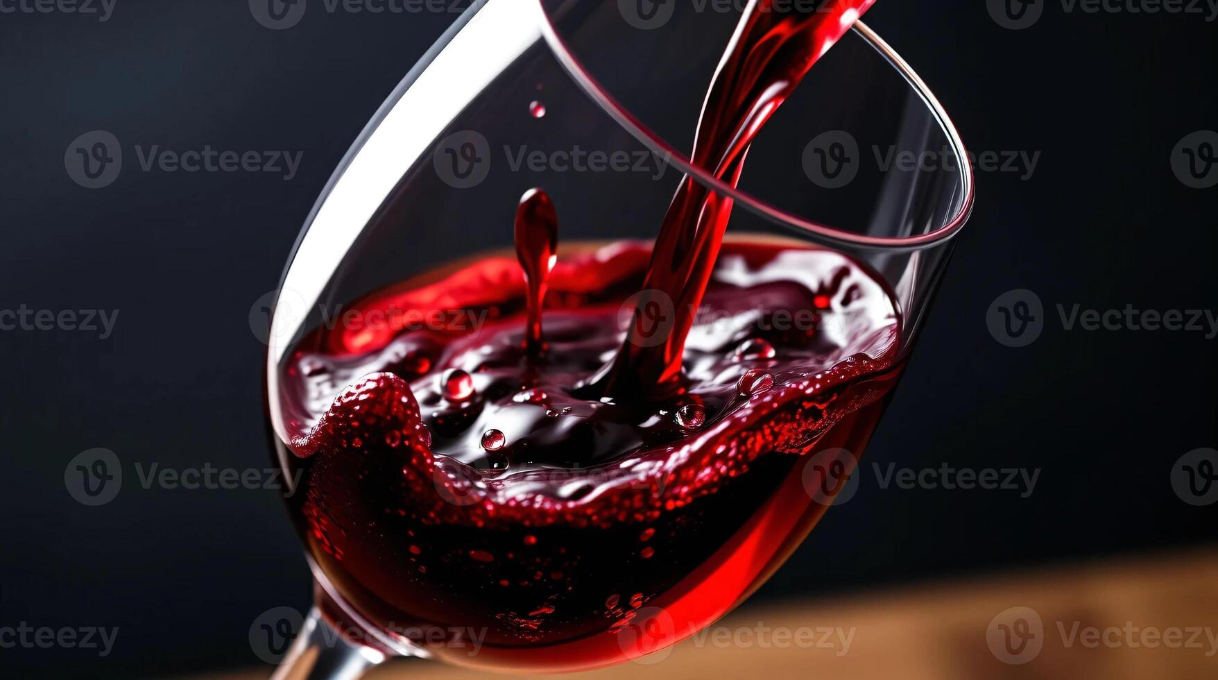 A glass of red wine being poured into it photo