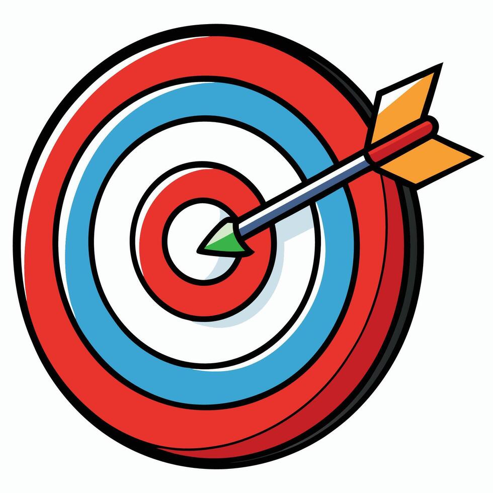 dart target icon target icon.arrow hitting in the target center of dartboard vector