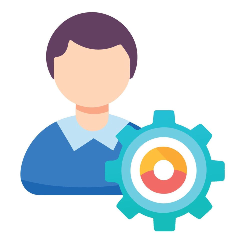 Person With A Gear Symbol, Management Icon. Teamwork management icon. vector