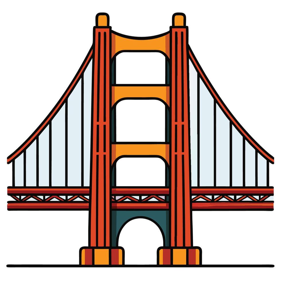 Golden gate bridge icon, Golden Gate White Background vector