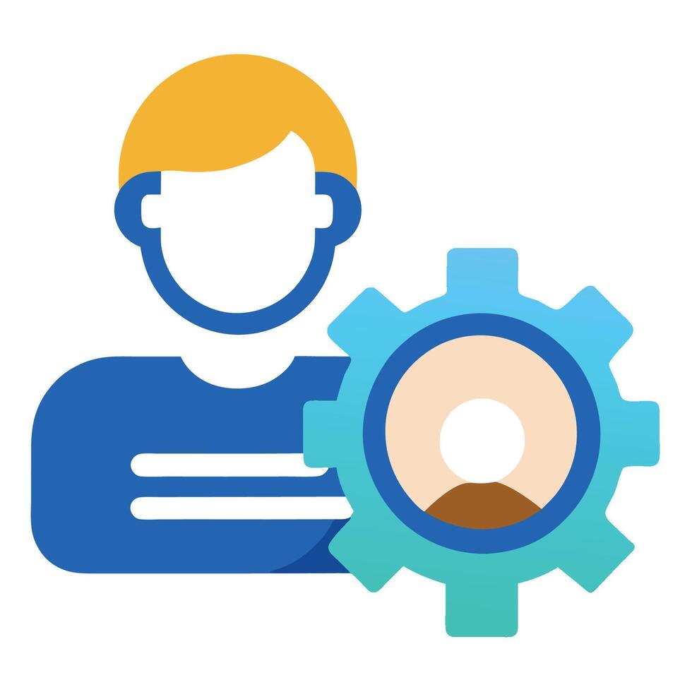 User gear line icon, A Person With A Gear Symbol Beside vector