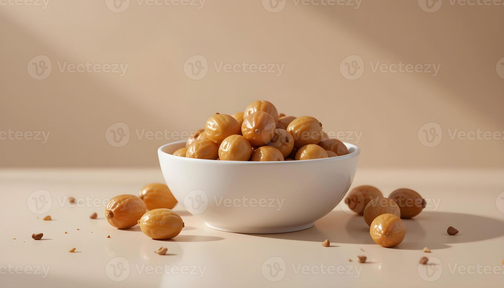 Bowl of Ramadan Dates on Beige Background photo