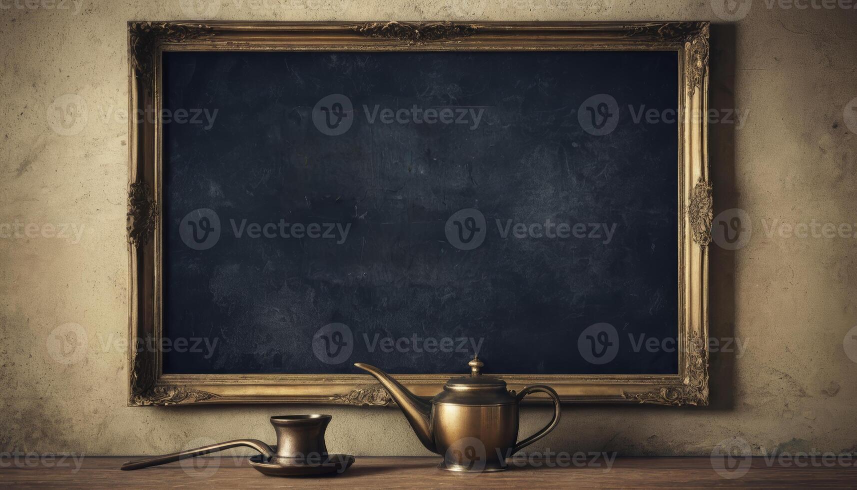 Interfaith Harmony Stock Illustration black board with Various Religious Symbols and Copy Space photo