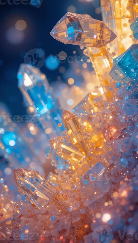 Shimmering Multicolored Crystals and Gemstones vertical photo