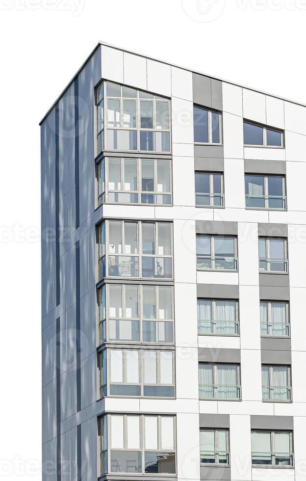 Modern architecture, tall building in urban metropolis. Residential condo with geometric structure, photo