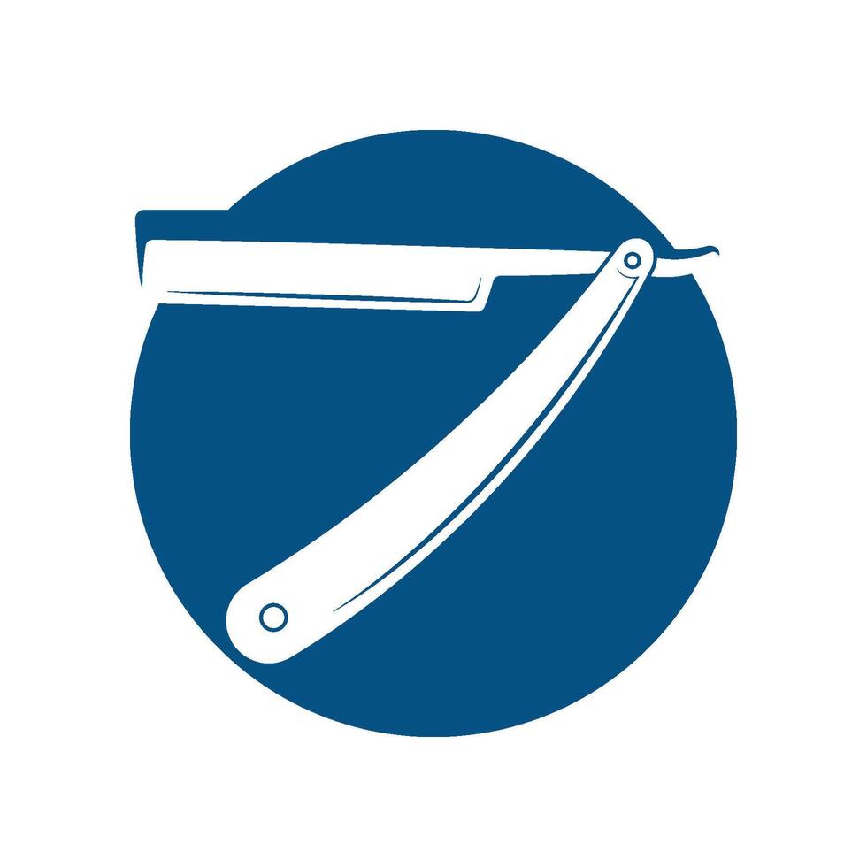 Straight razor knife logo flat design vector