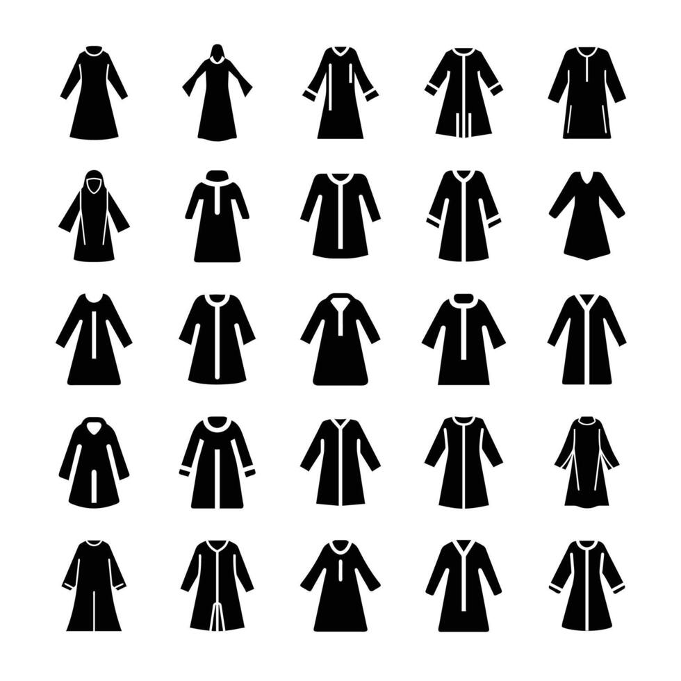 Stylish abaya icon set vector