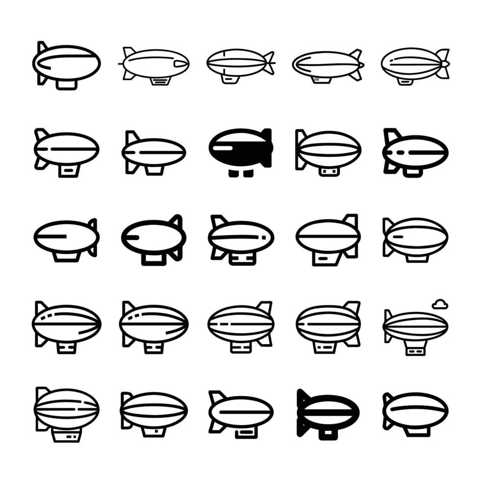 Airship icon set mascot vector