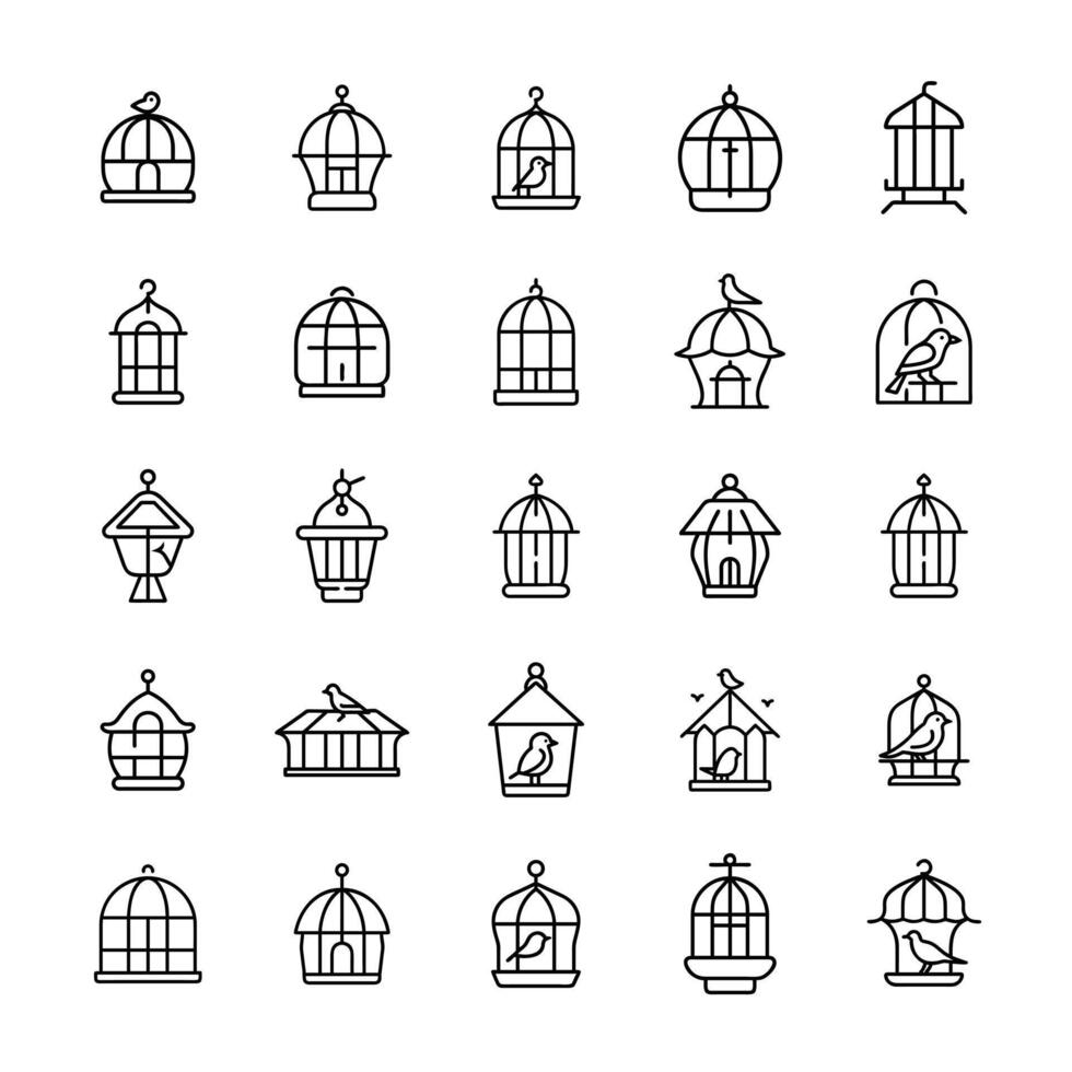 Bird cage icon set vector