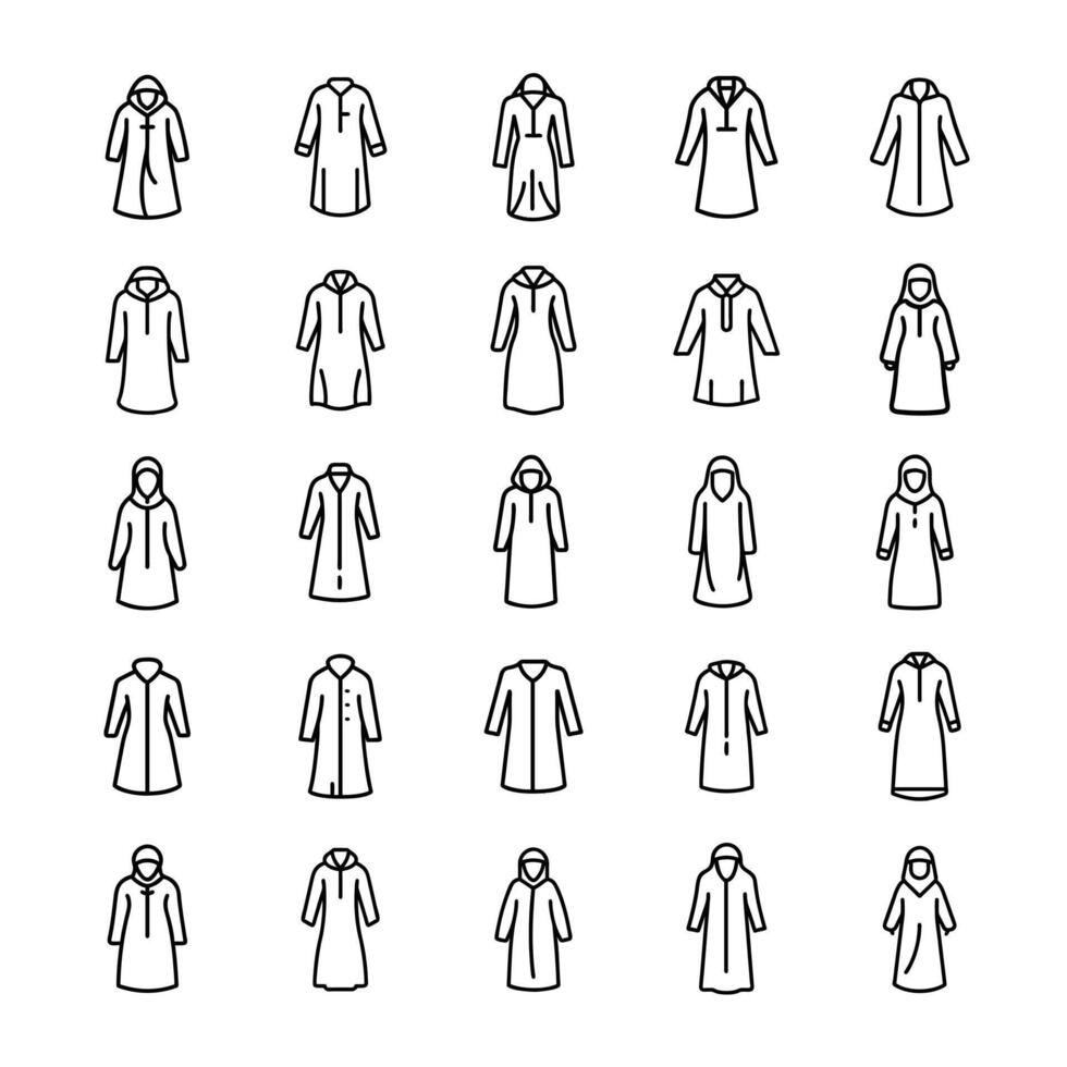 Beautiful abaya icon set vector