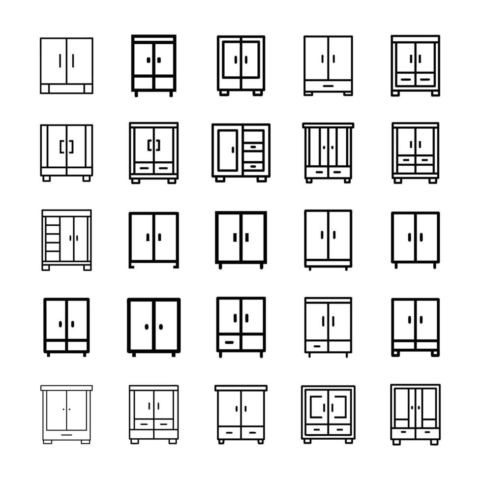 Cupboard icon set vector