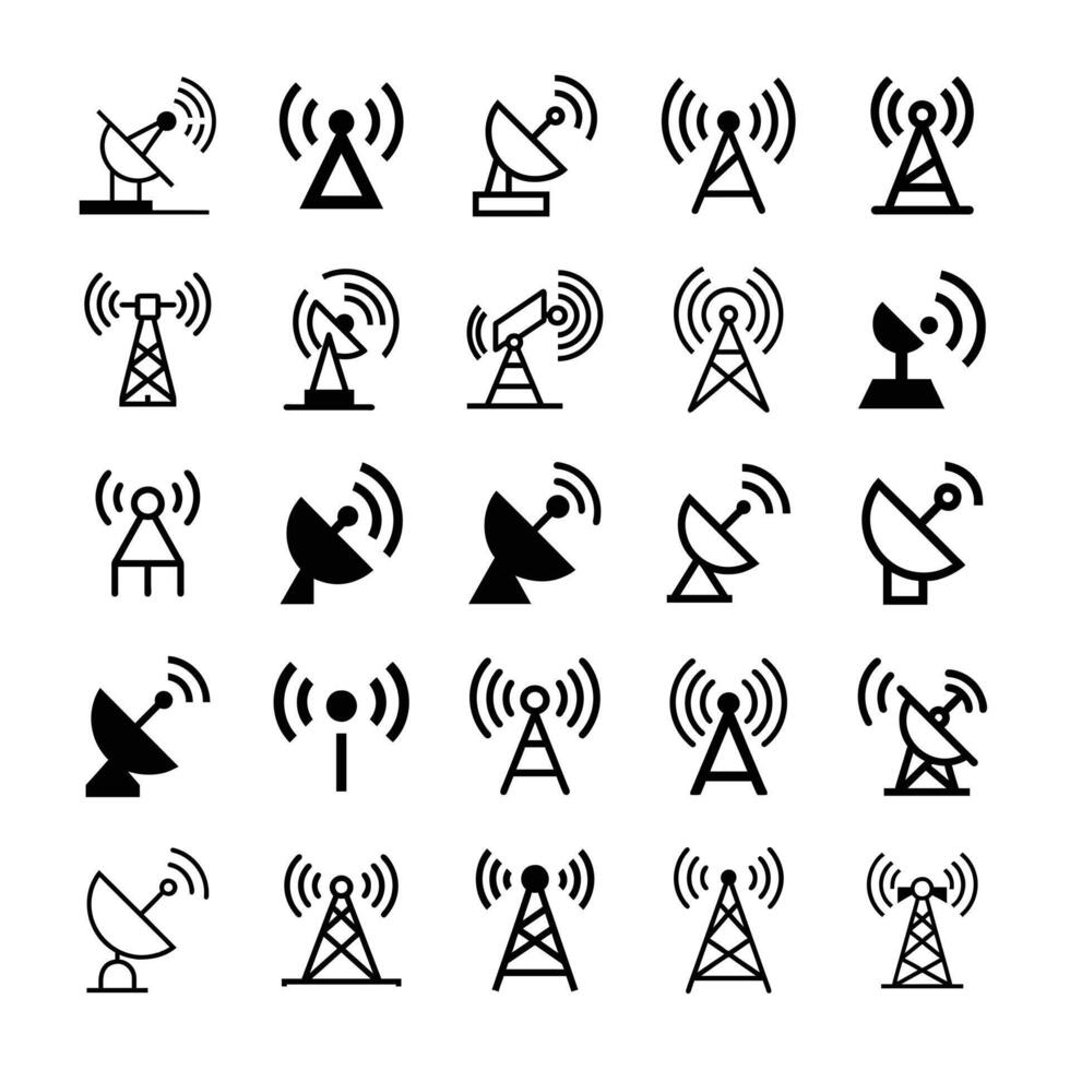Antenna icon set vector