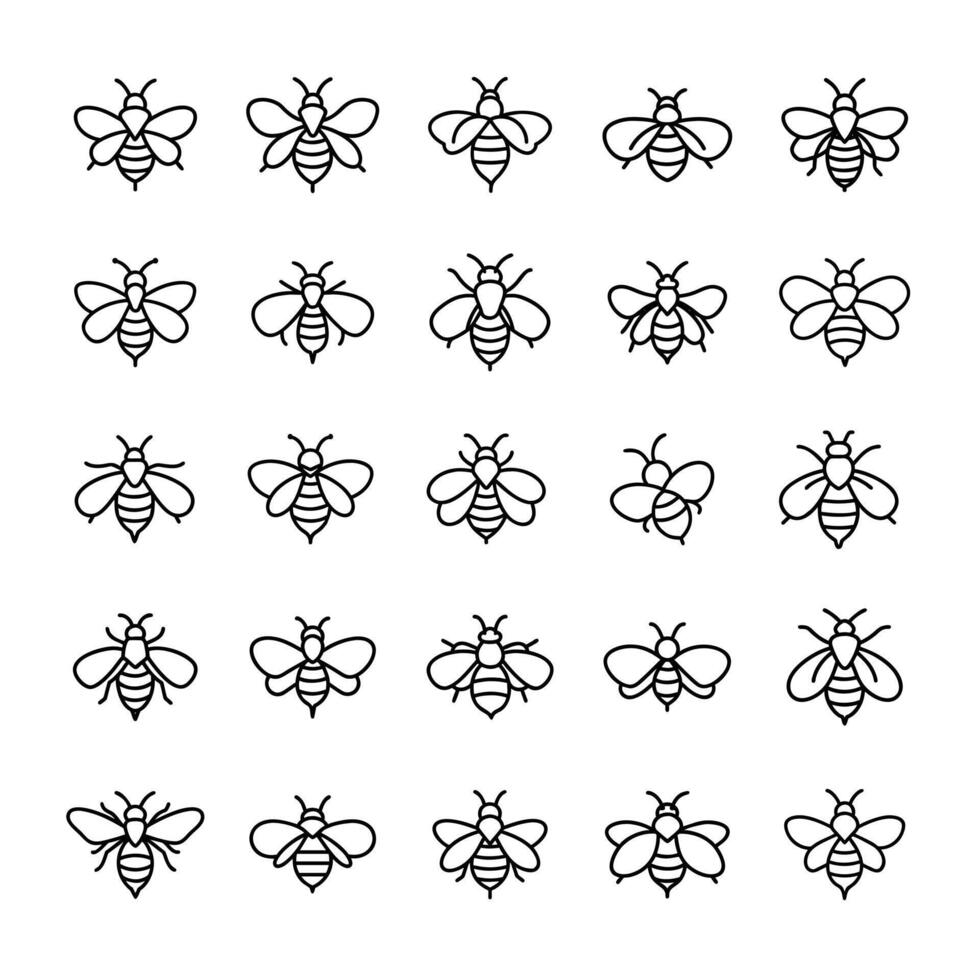 Bee icon set vector