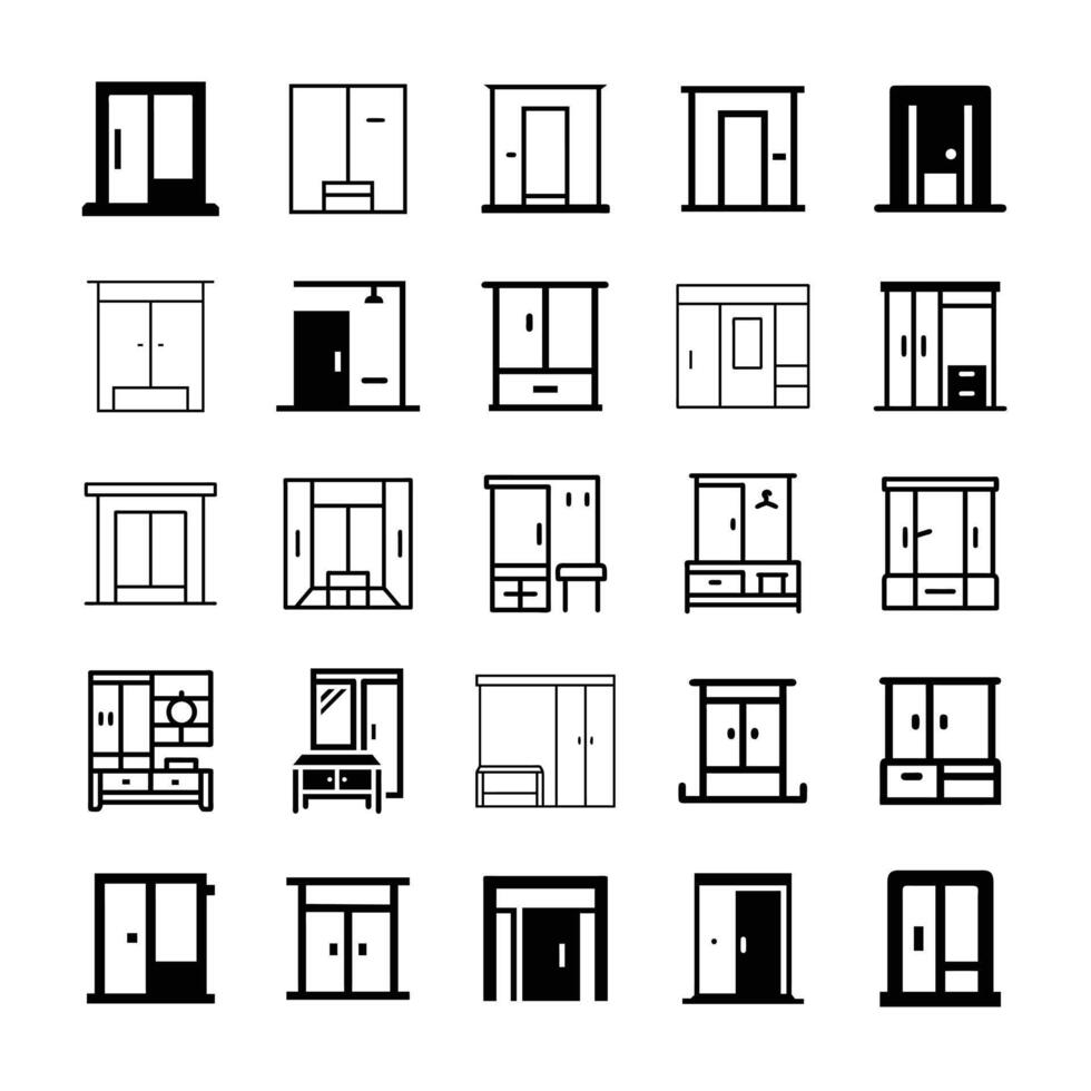 Wardrobe icon set isolated vector