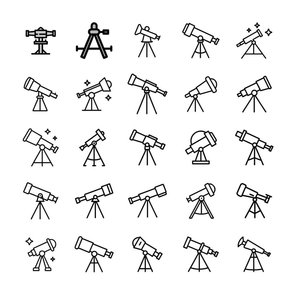 Telescope icon set vector