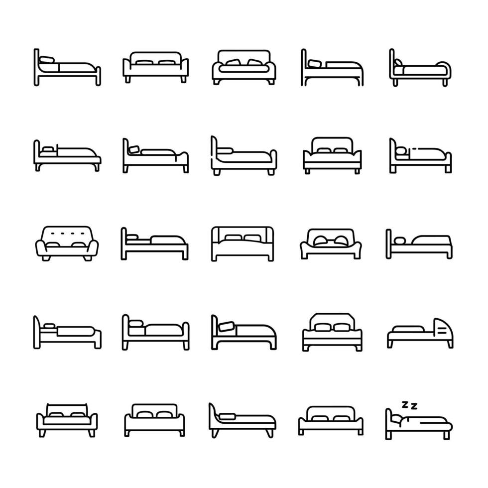 Bed icon set sticker vector