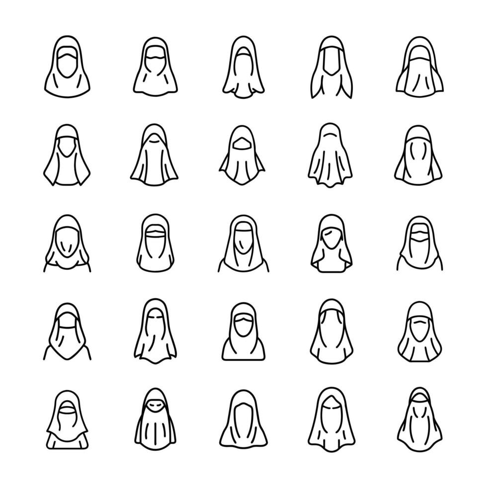 Abaya icon set cartoon vector