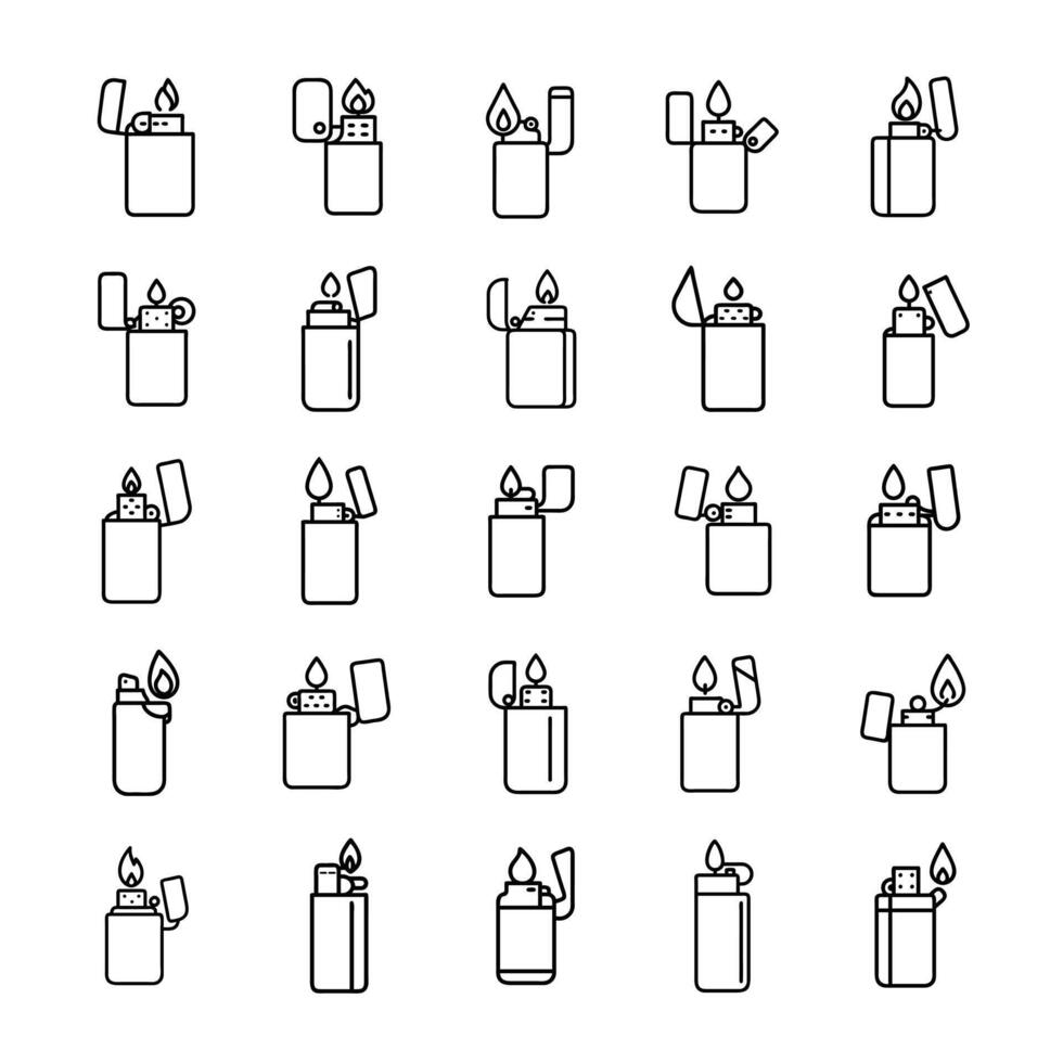 Lighter icon set vector