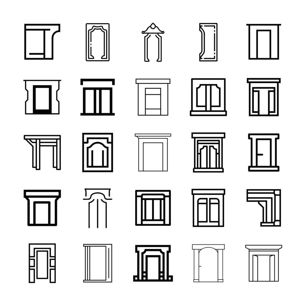 Door icon set concept vector