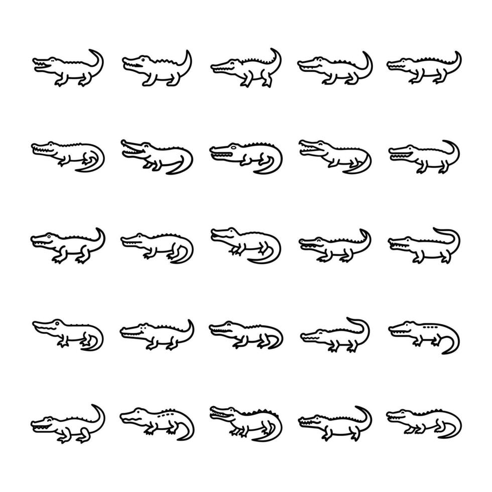 Crococdile icon set vector