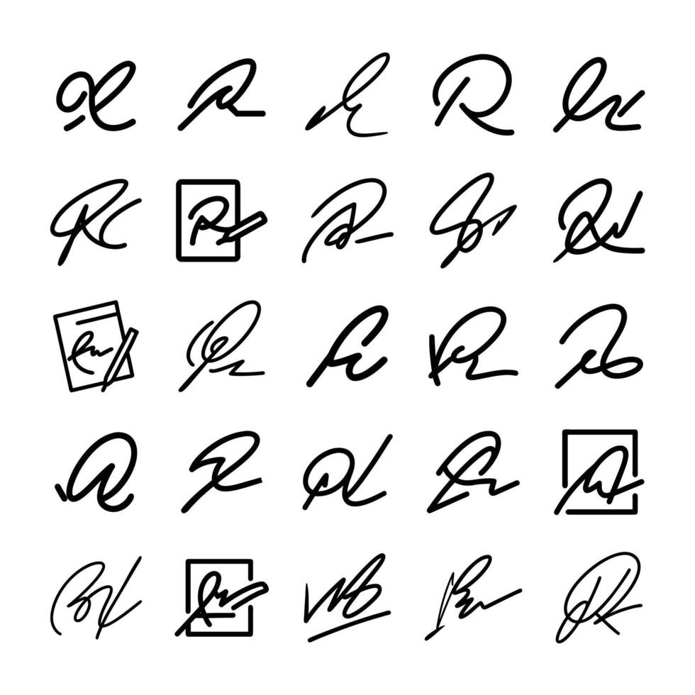Signature icon set isolated vector
