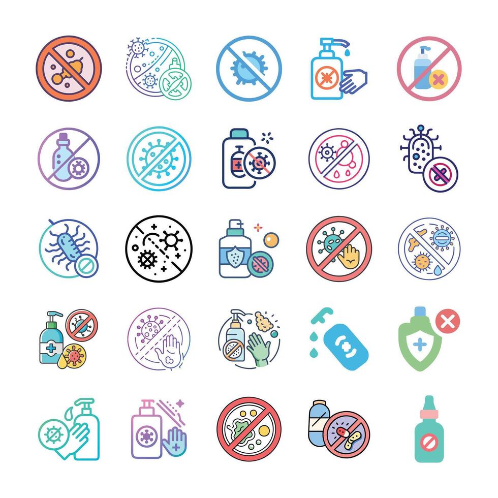 Flat anti virus icon set vector