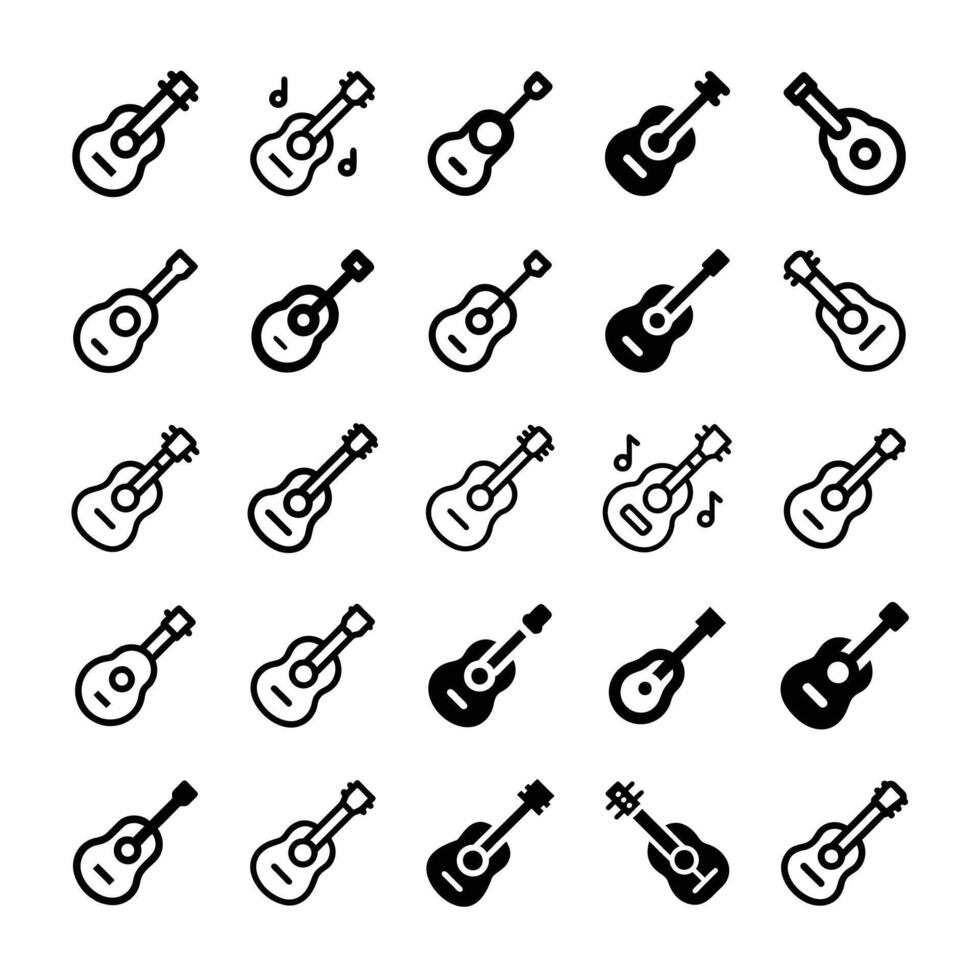 Guitar icon set concept vector