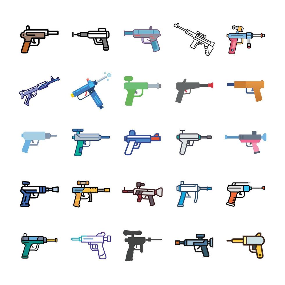 Gun icon set isolated vector