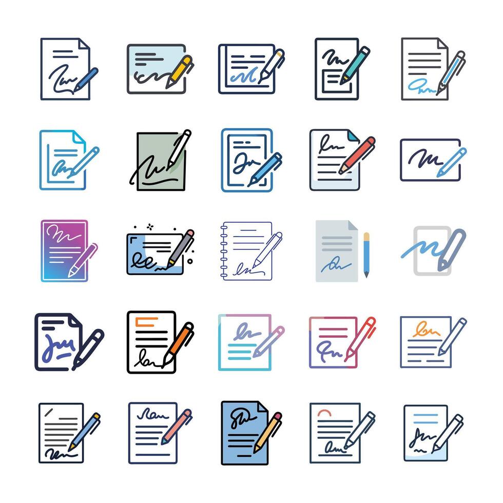 Signature icon set vector