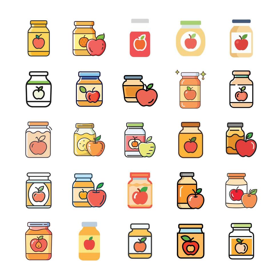 Apple jam icon set vector