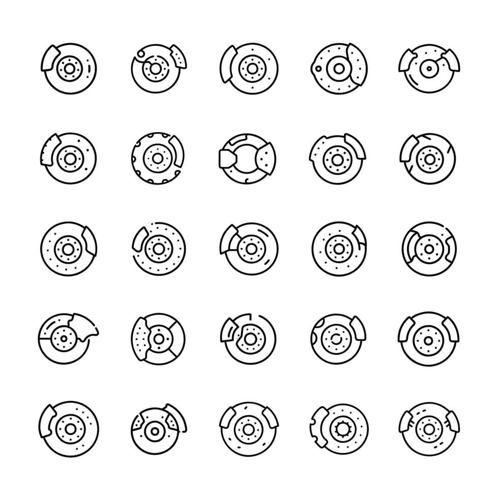 Wheel icon set isolated vector