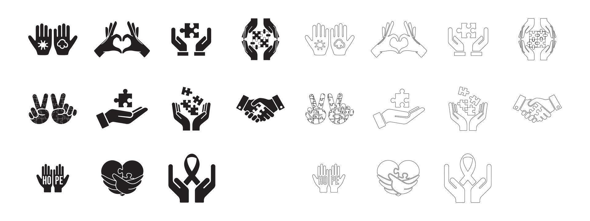 Minimalist Autism Awareness Symbols for Modern Designs vector