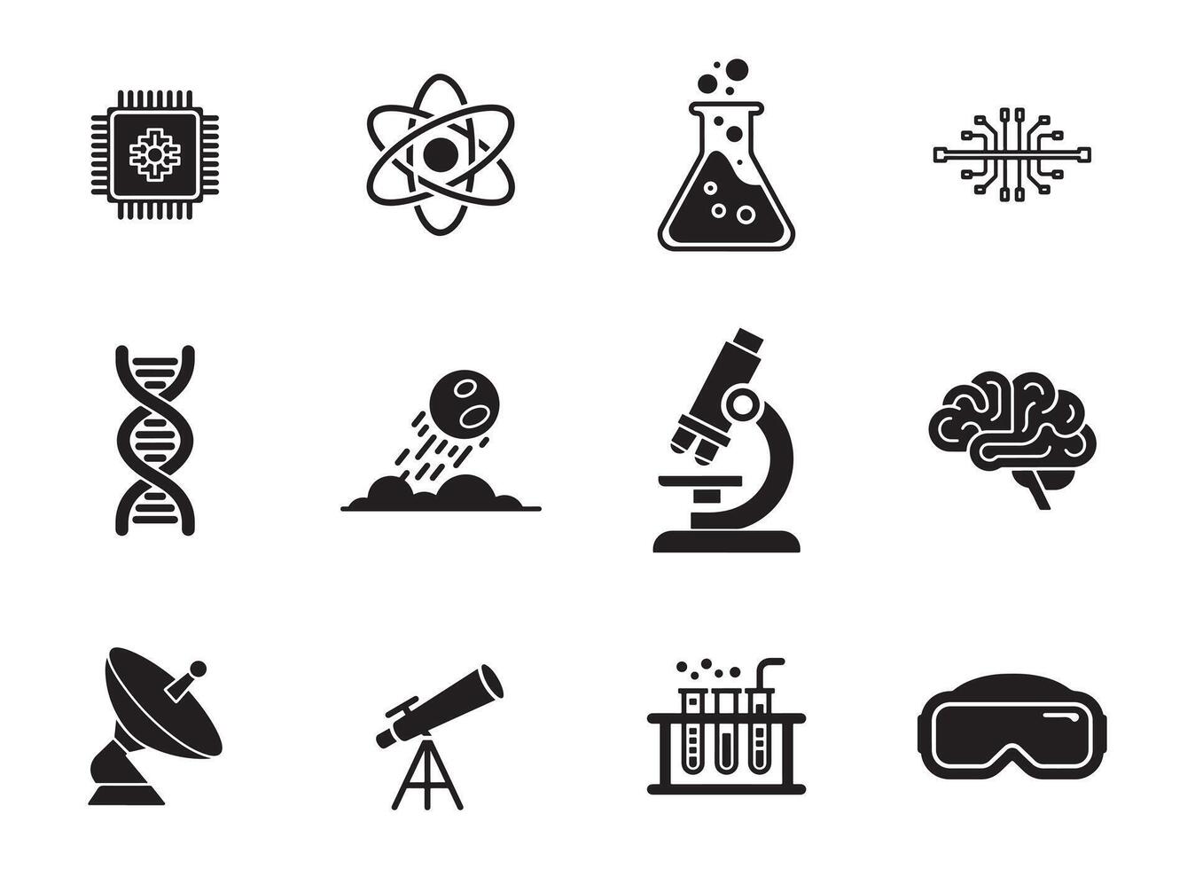 Modern Science and Innovation Icons for Digital and Print Use vector