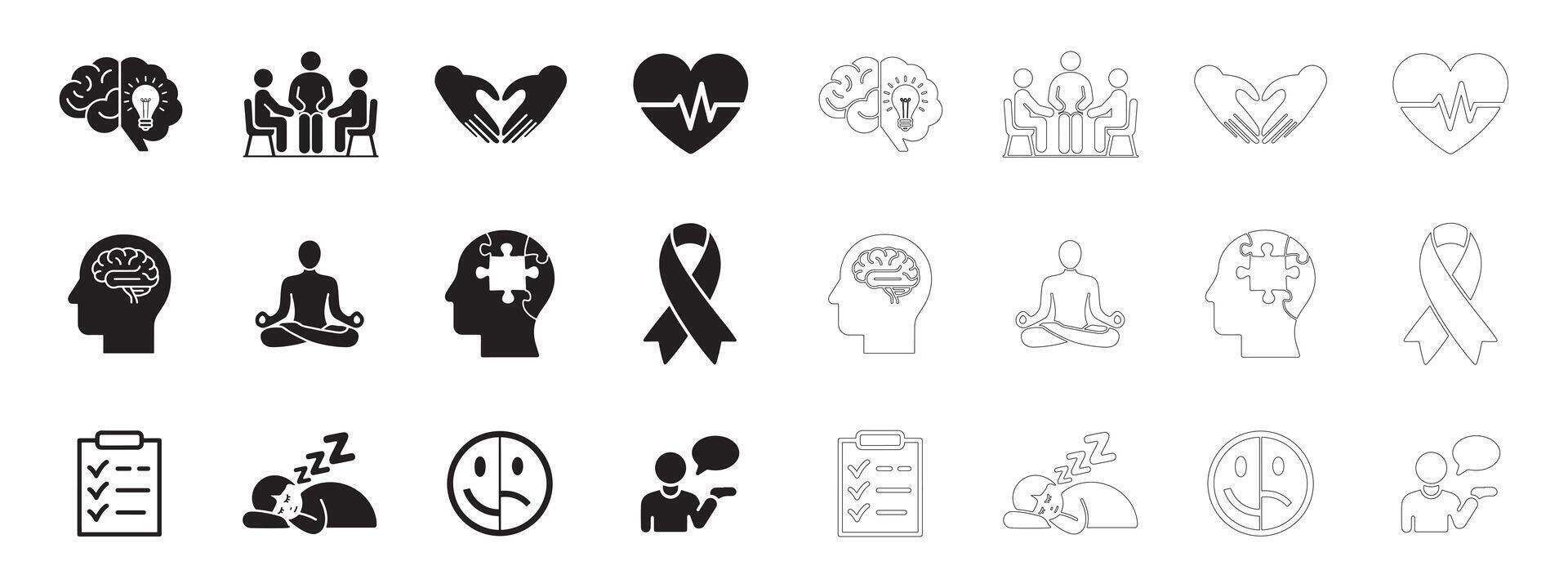 Bold and Simple Mental Health Icons for Web and Apps vector