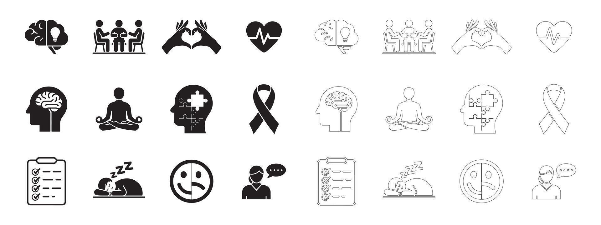 Minimalist Wellness and Self Care Icons for Modern Designs vector