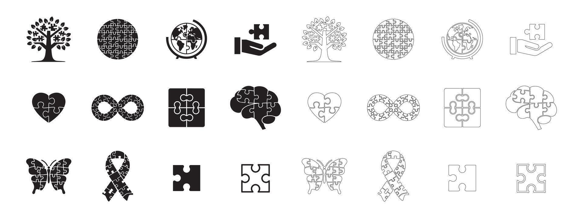 Minimalist Autism Symbol Icons for Modern Designs vector