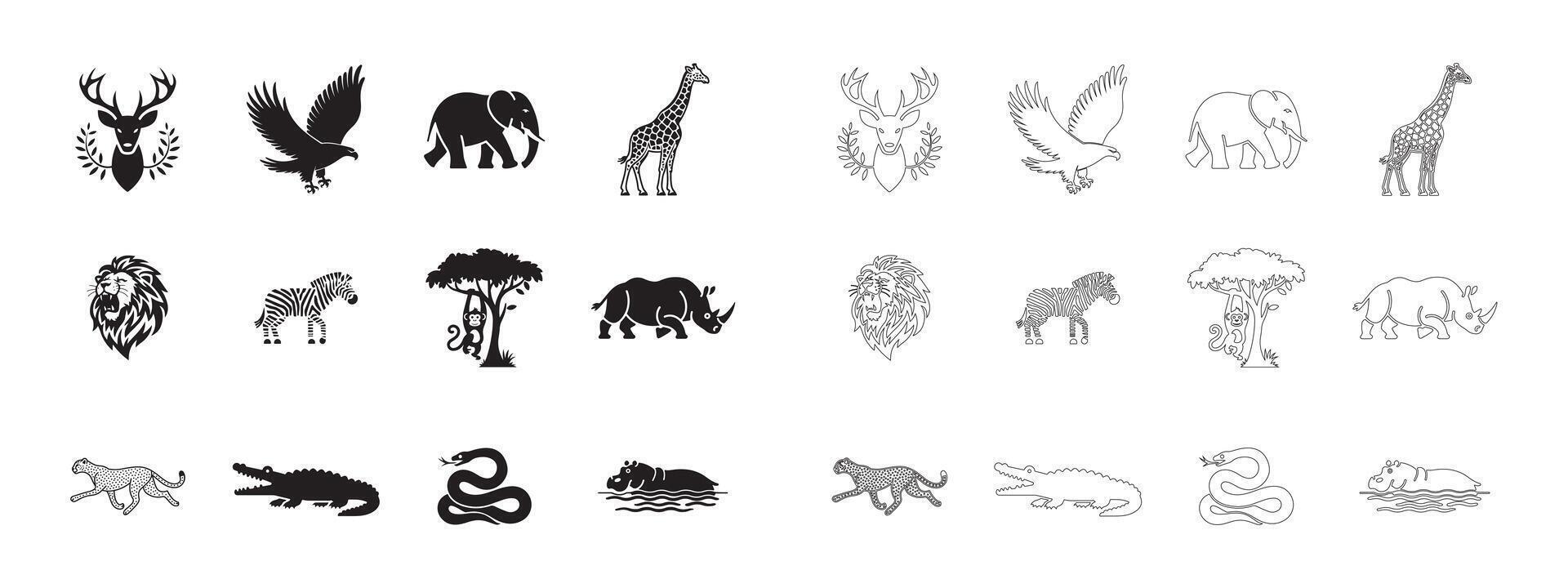 Minimalist Safari and Wildlife Icons for Modern Designs vector