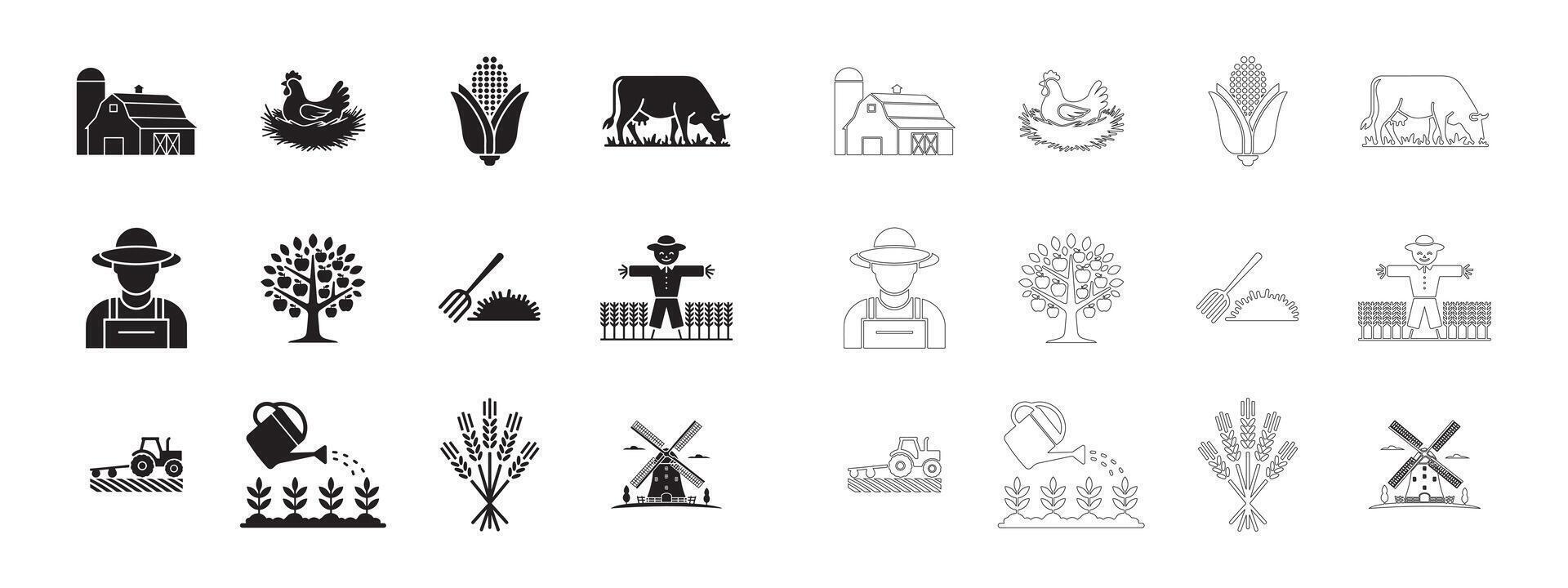Clean Farming and Agriculture Icons for Digital and Print Use vector