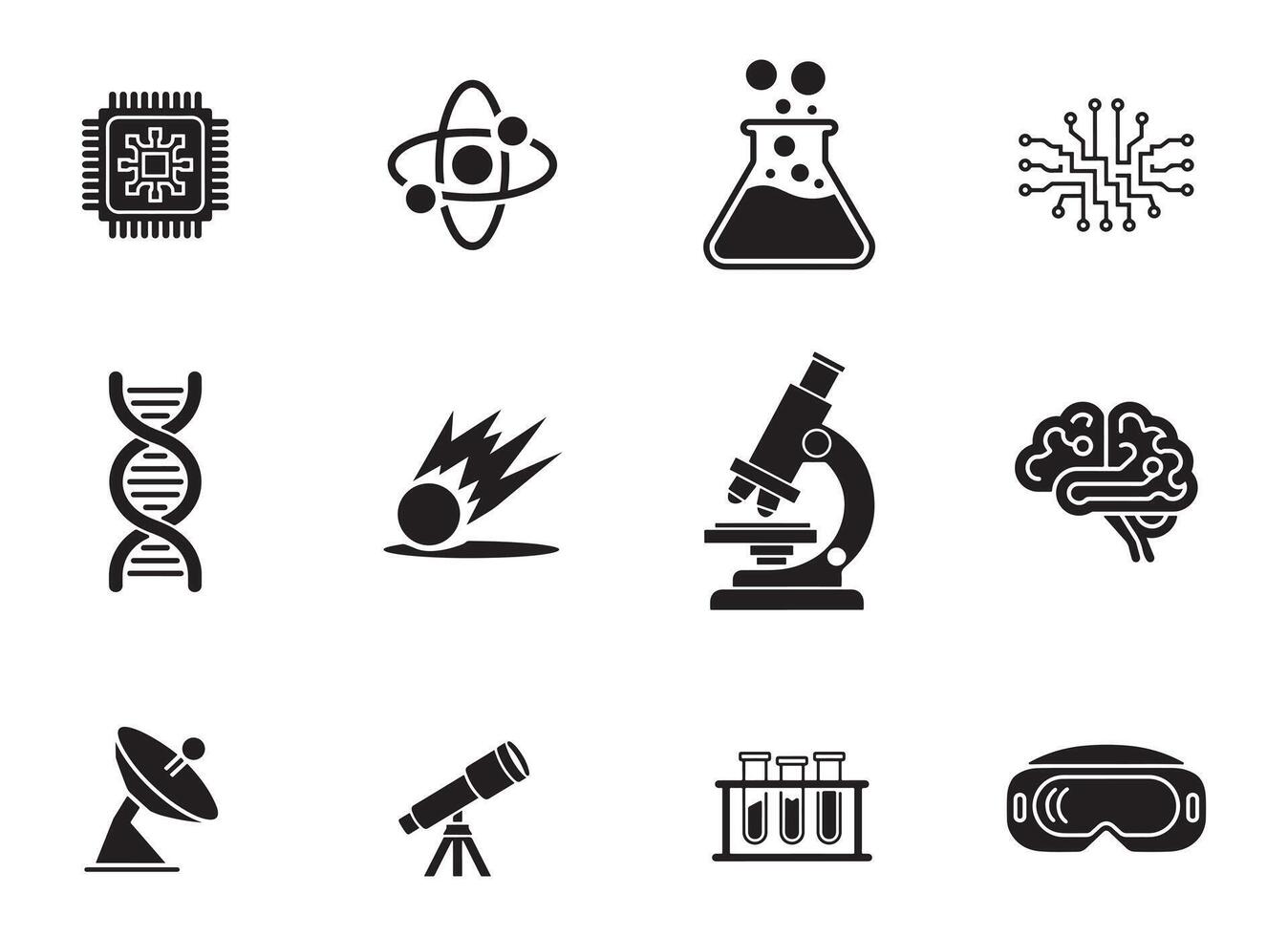 Clean and Minimalist Science Icons with Innovation Elements vector
